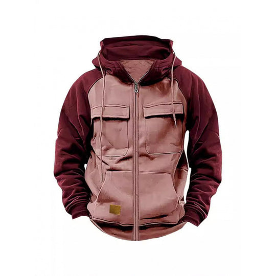 Herren Kapuzenjacke mit Cargo-Taschen und durchgehendem Reißverschluss EB