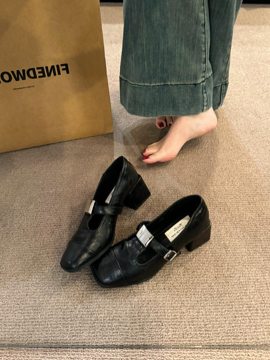 Damen Mary Jane Blockabsatzschuhe mit modischem Schnallenverschluss EB