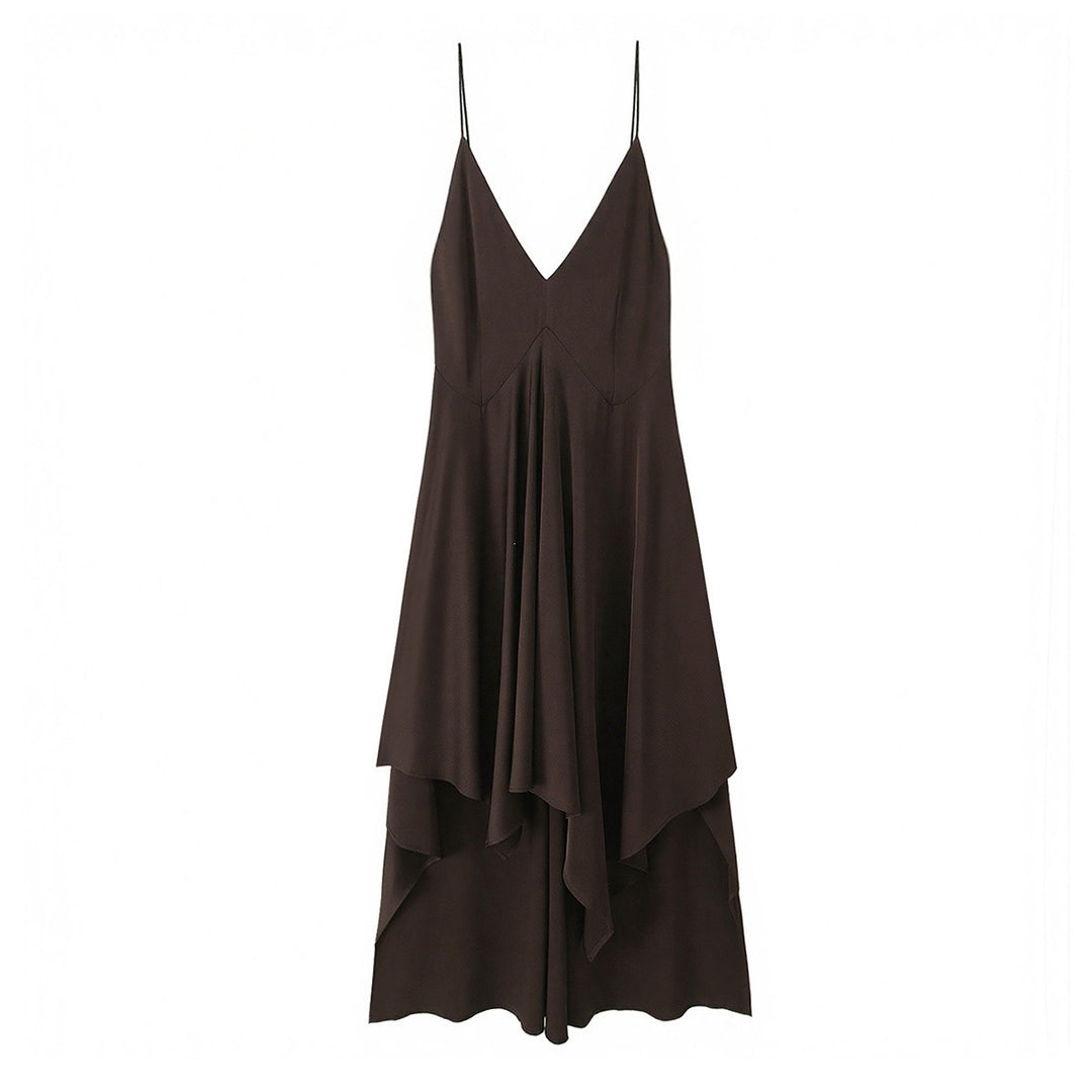 Damen Maxikleid mit asymmetrischem Saum und zartem Drapé EB