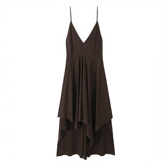 Damen Maxikleid mit asymmetrischem Saum und zartem Drapé EB