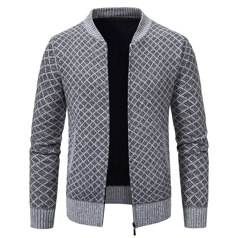 Herren Urbaner Strickjacke mit asymmetrischem Reißverschluss, hohem Kragen und modernen Details EB