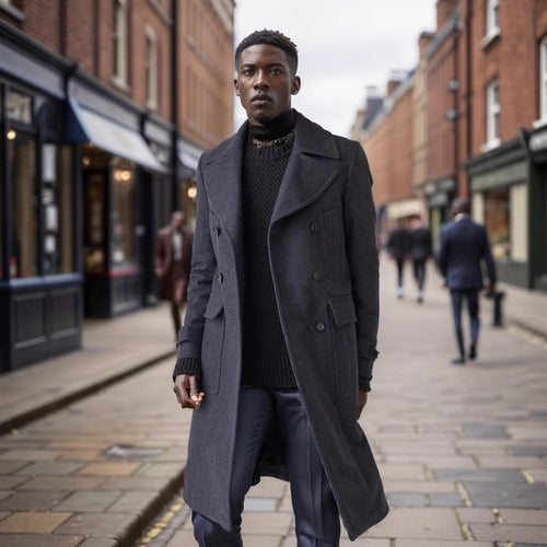 Herren klassischer Dufflecoat mit doppeltem Knopfverschluss und praktischen Taschen EB