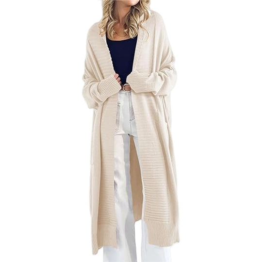 Damen langärmeliger Strickcardigan mit großen Taschen und lässigem Schnitt EB