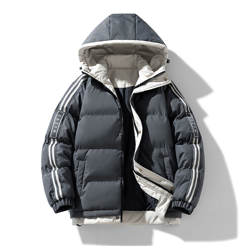 Herren sportive Stepp-Kapuzenjacke mit Zweiwege-Reißverschluss, Kordelzug und reflektierenden Schulterstreifen EB
