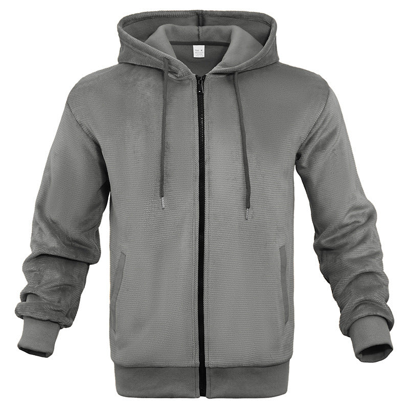 Herren sportlicher Zip-Hoodie aus atmungsaktivem Material mit Taschen EB