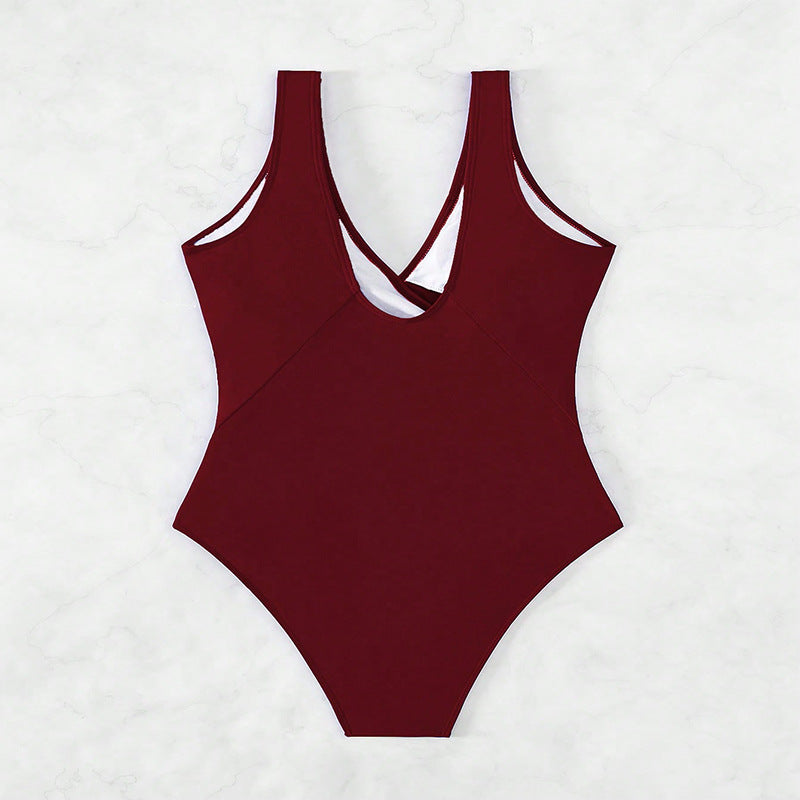 Damen Einteiliger Badeanzug mit elegantem Wickeldesign und Raffungen EB