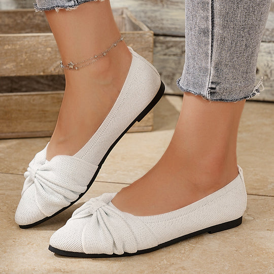 Damen Elegante Ballerinas mit dekorativem Schleifen-Design und atmungsaktiver Obermaterialstruktur EB