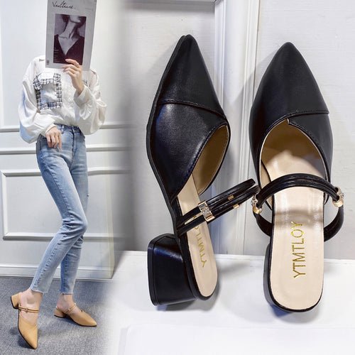 Damen Elegante Slingback Schuhe mit modischem Blockabsatz und schicker Schnalle EB