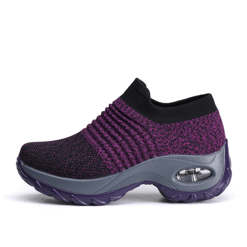 Damen gestrickter Slip-On Sportsneaker mit luftgepolsterter Zwischensohle EB