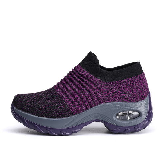 Damen gestrickter Slip-On Sportsneaker mit luftgepolsterter Zwischensohle EB