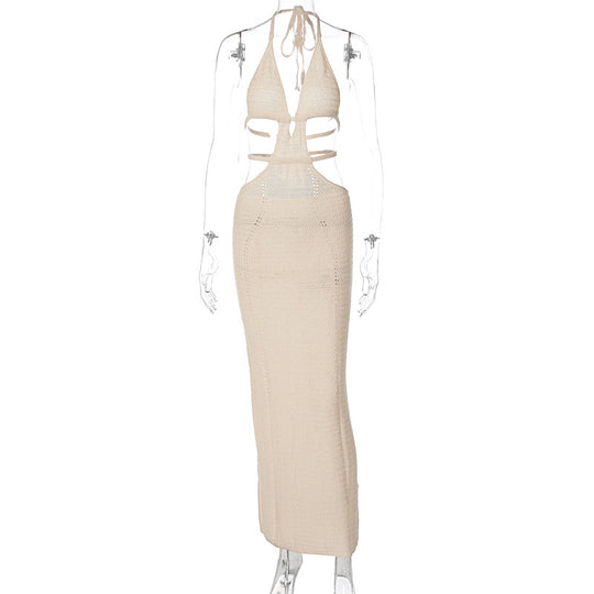 Damen Strick-Tankkleid mit cut-out Details und länglichem Schnitt EB