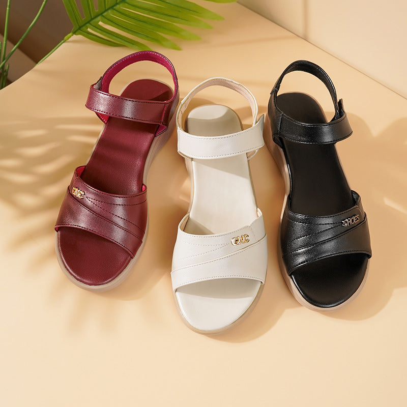 Damen Komfortable Wedge-Sandaletten mit verstellbarem Fesselriemen und ergonomischer Sohle EB