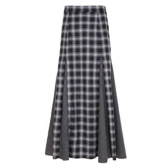 Damen Maxirock mit modernem Karomuster und eleganter Schlitzgestaltung EB