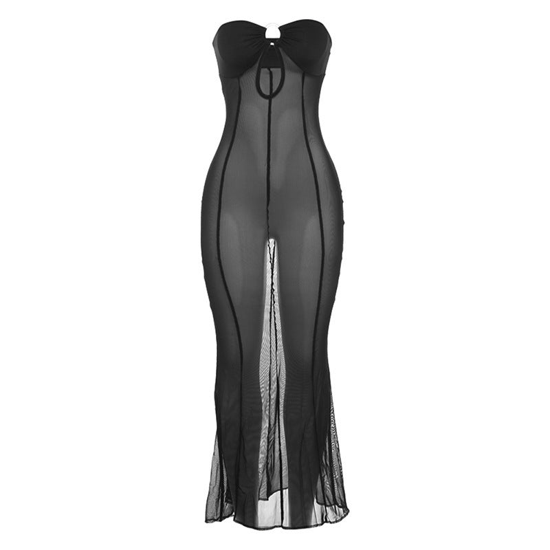 Damen Selbstbewusstes Strandkleid mit verführerischem Cut-Out und raffiniertem Knotendesign EB