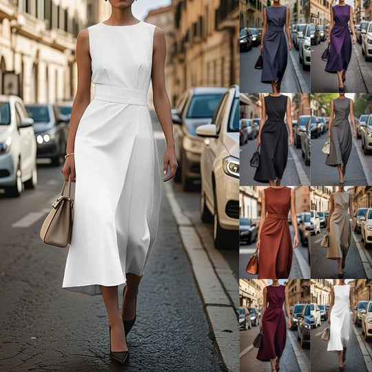 Damen Maxikleid mit elegantem Drapierungsdesign und schmaler Taille EB