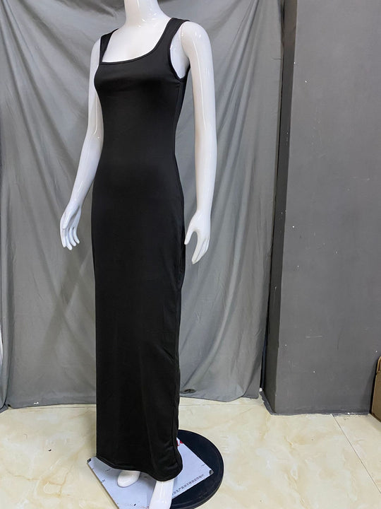 Damen Elegantes Maxikleid mit tiefem Rückenausschnitt und figurbetontem Schnitt EB