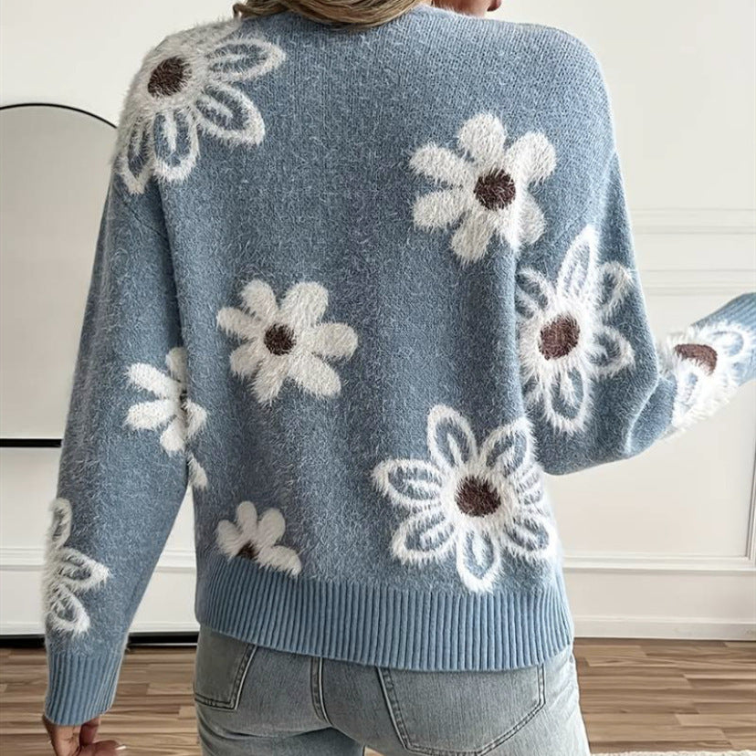 Damen Modischer Cardigan mit floralen Applikationen EB