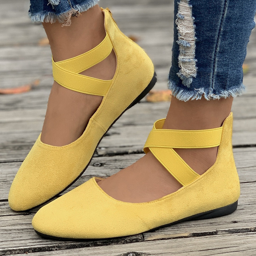 Damen Ballerinas mit elastischen Kreuzgurten EB