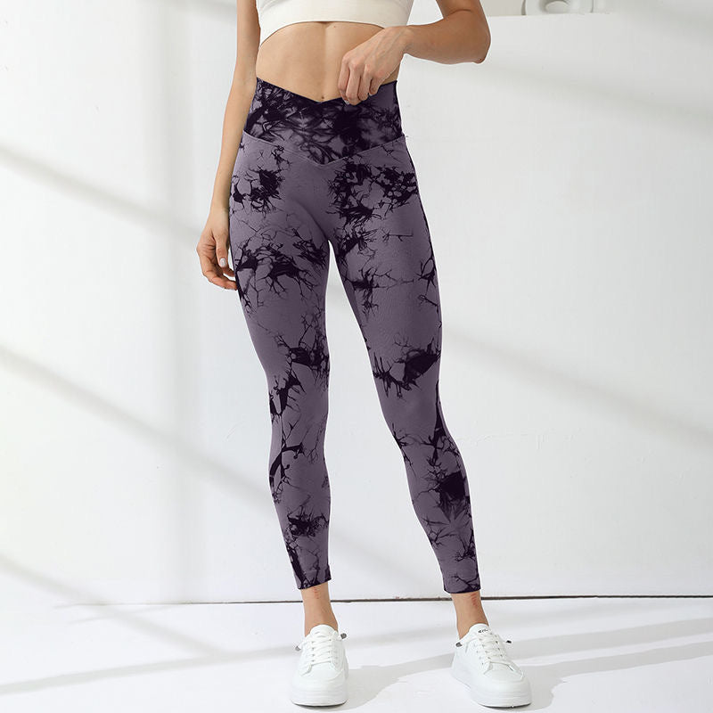 Damen Hochleistungs-Leggings mit innovativem Marmor-Design EB