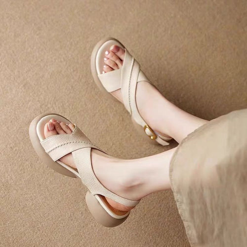 Damen Komfortable Plattform-Sandalen mit verstellbaren Riemen und anatomisch geformtem Fußbett EB