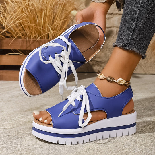 Damen sportliche Plateau-Sandalen mit atmungsaktivem Obermaterial und modischem Design EB