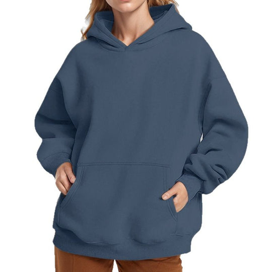 Damen nan weicher Oversize-Kapuzenpullover mit asymmetrischem Saum Kängurutasche und überschnittener Schulter EB