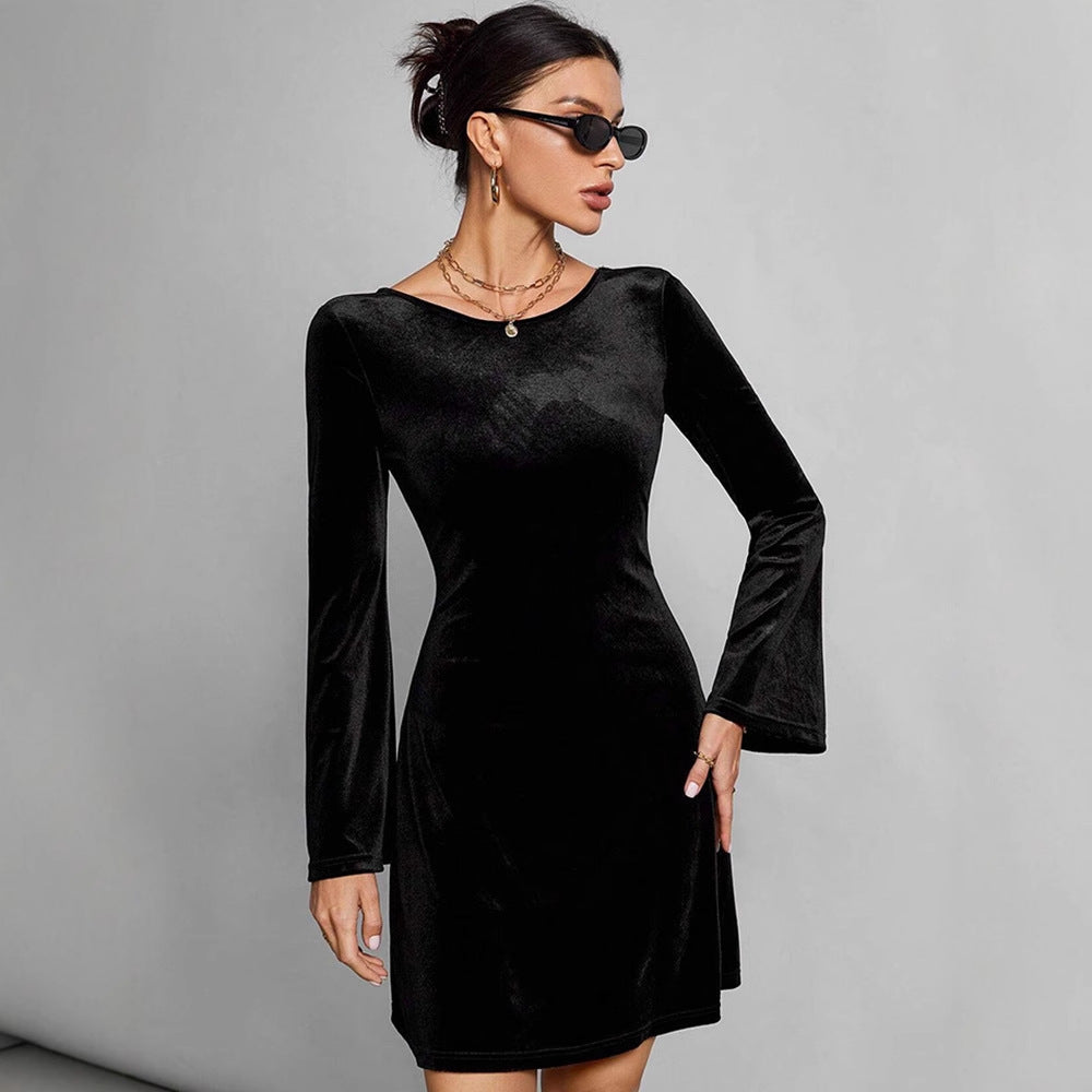 Damen figurbetontes Langarmkleid EB