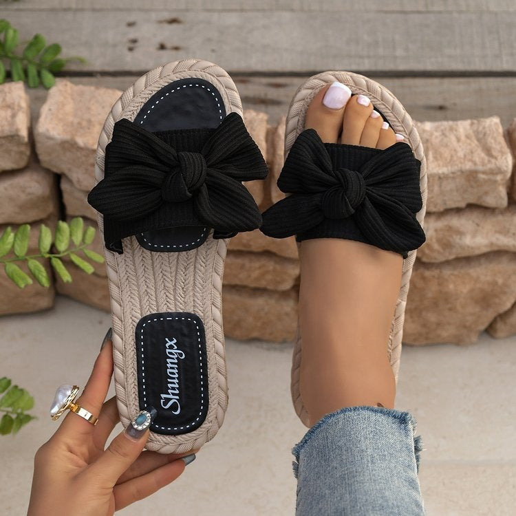 Damen modische Espadrilles mit dekorativem Schleifen-Detail EB