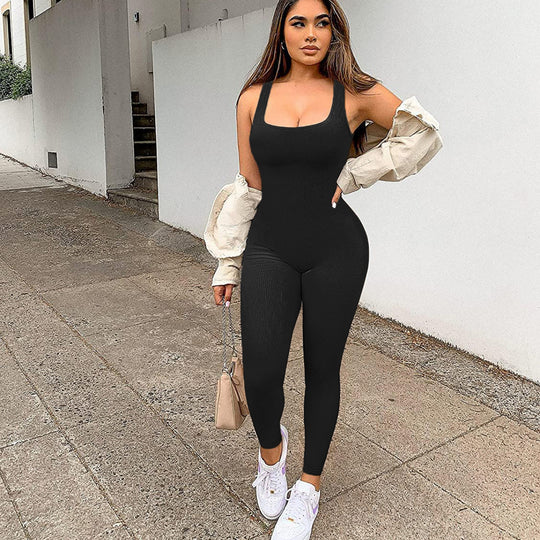 Damen Fashion-Leggings-Overall mit modischem Ripp-Design EB