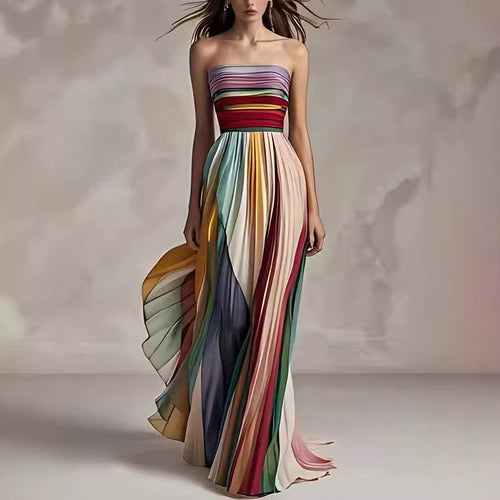 Trägerloses Maxikleid mit Falten