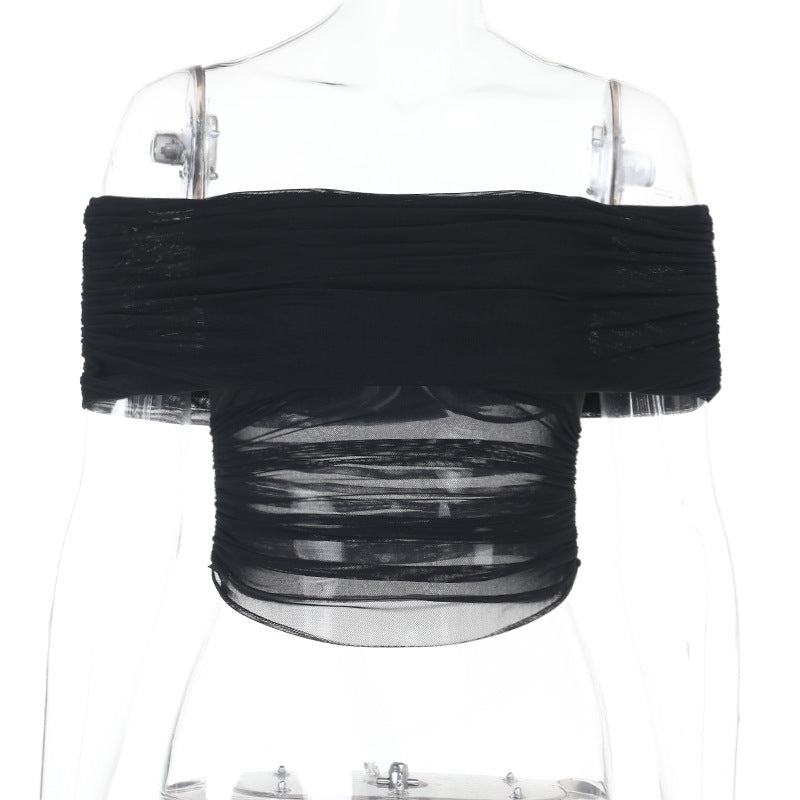 Damen Off-Shoulder Crop-Top mit Raffungen EB