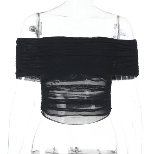 Damen Off-Shoulder Crop-Top mit Raffungen EB