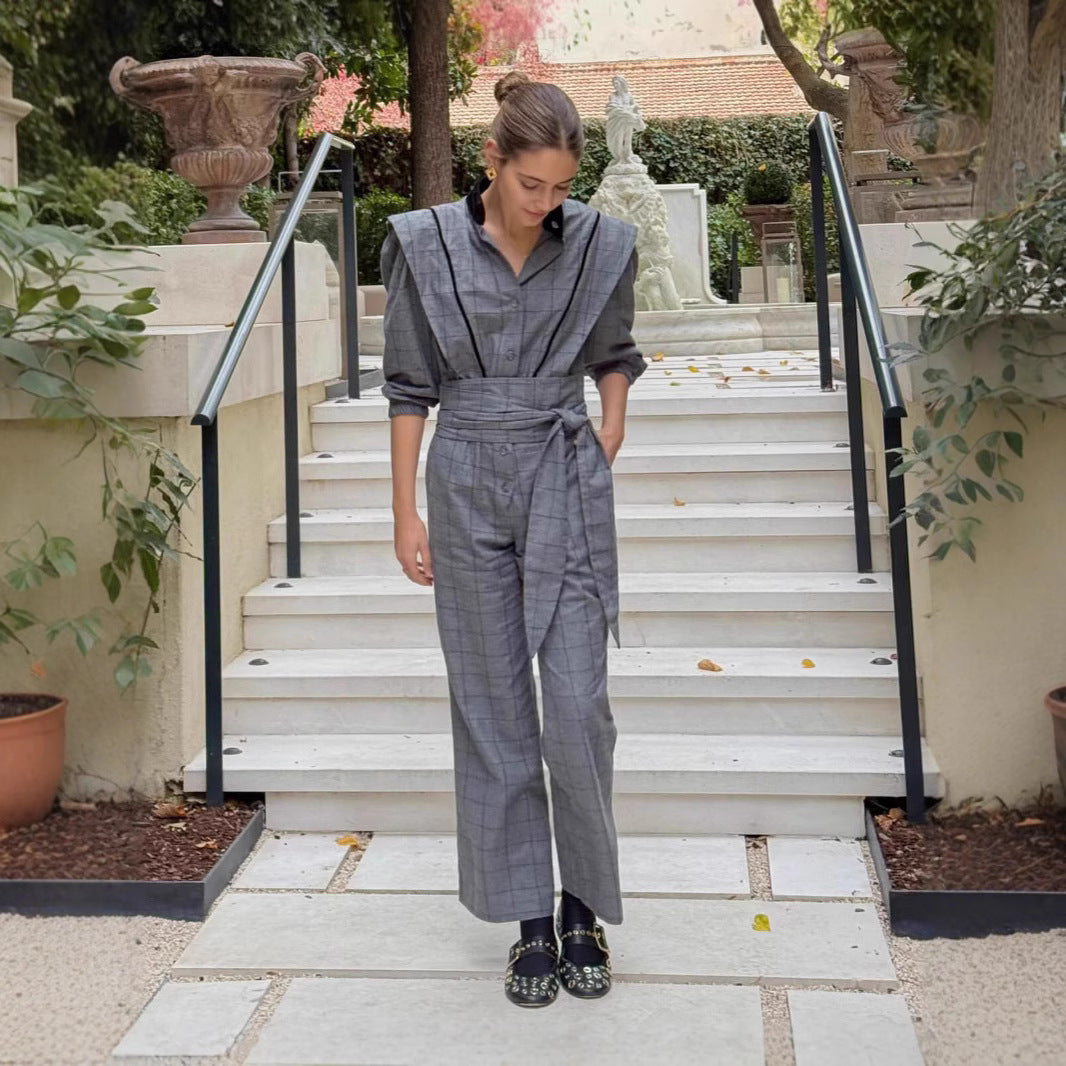 Damen Jumpsuit mit maßgeschneidertem Schnitt und grafischem Karomuster EB