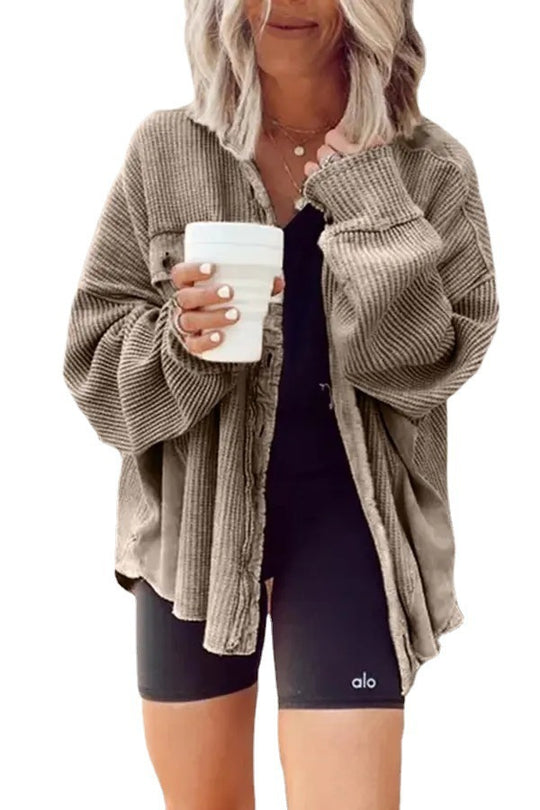 Damen lässige Oversized-Hemdjacke EB
