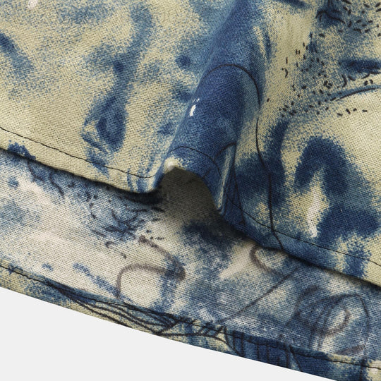 Herren Kurzarmhemd mit kreativem Aquarellmuster und button-down Kragen EB
