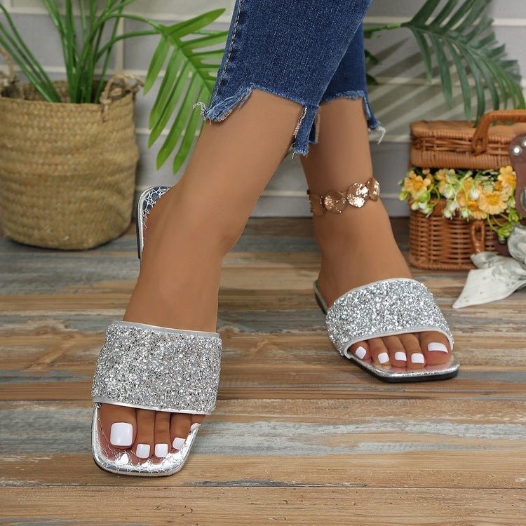 Damen Glitzernde Freizeitsandalen EB