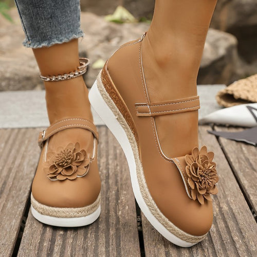 Damen Wedge Sandalen mit floralem Dekor EB