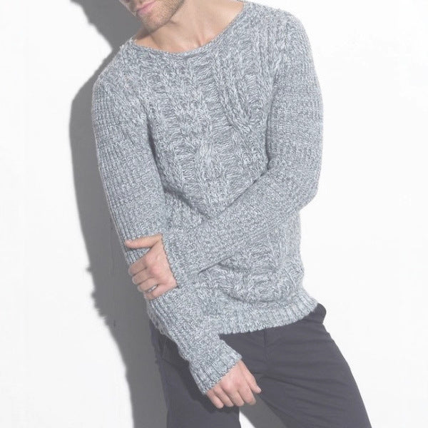 Herren Grobstrickpullover mit strukturiertem Zopfdesign und lässigem Rundhalsausschnitt EB