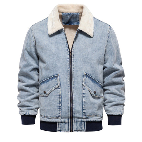 Herren Jeansjacke mit Fleecefutter und praktischen Taschen EB