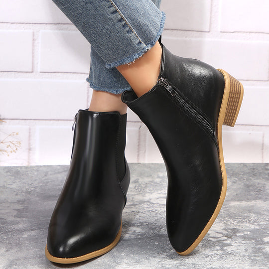 Damen modische Ankle-Boots mit elegantem Reißverschluss und stabiler Sohle EB
