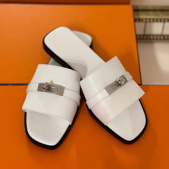 Damen elegante Slides mit luxuriöser Schnallenakzentgestaltung EB