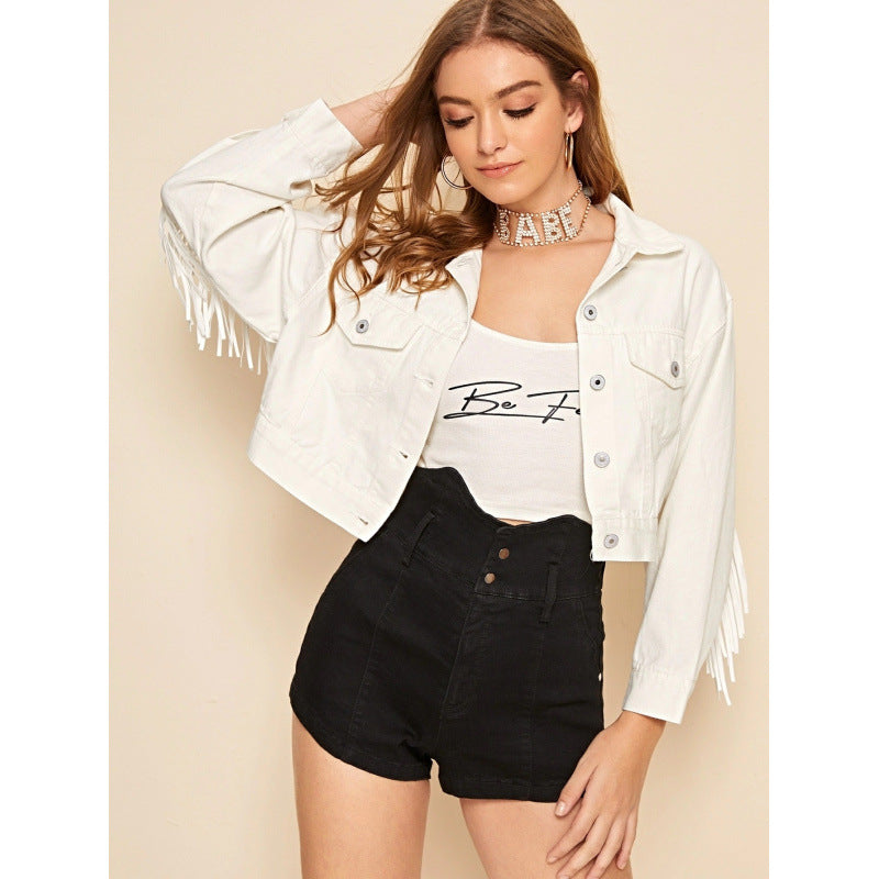 Damen
Kurze Fransenjacke mit trendigem Design und lässigem Schnitt EB
