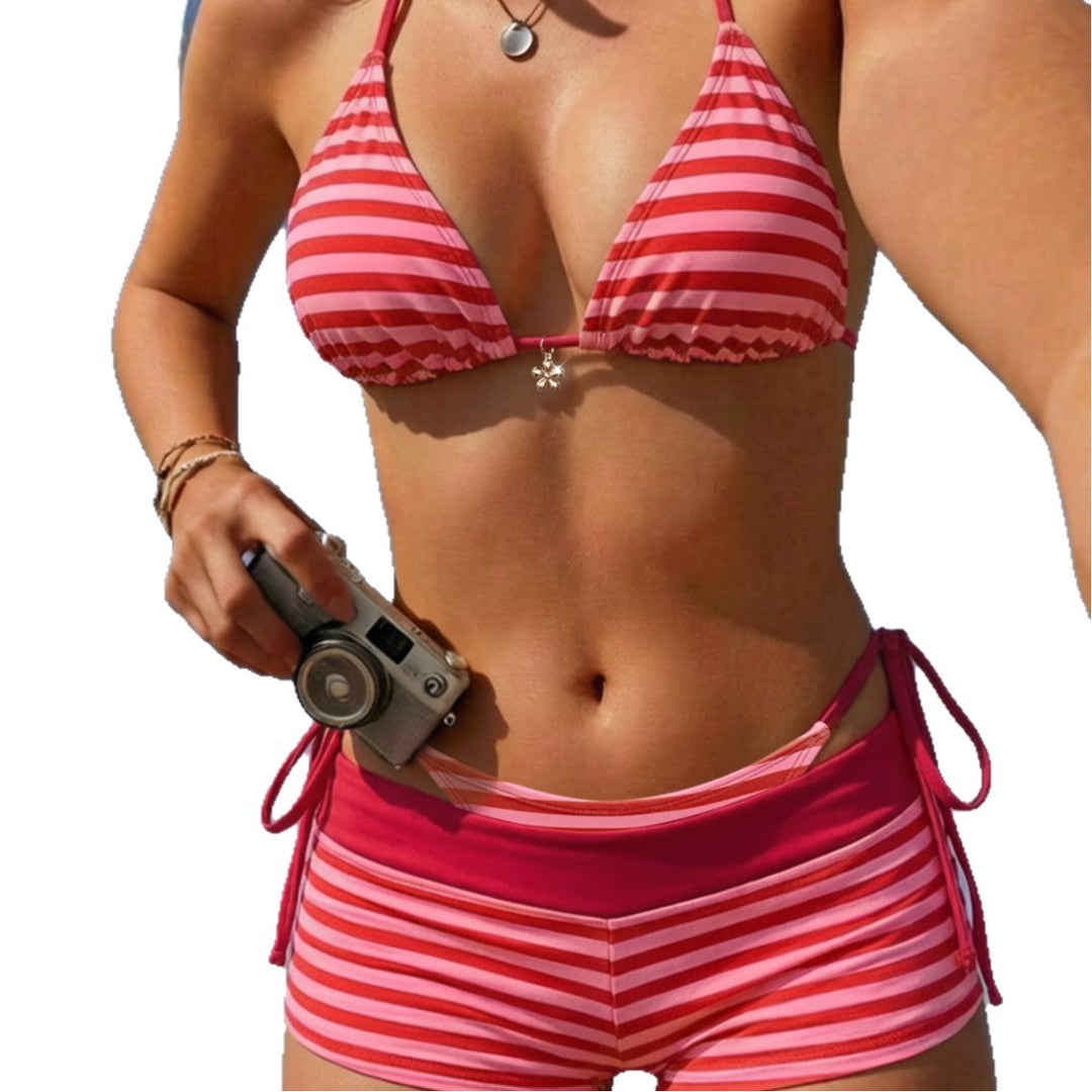 Damen Bikini-Set mit verstellbaren Trägern und hochgeschnittener Shorts EB