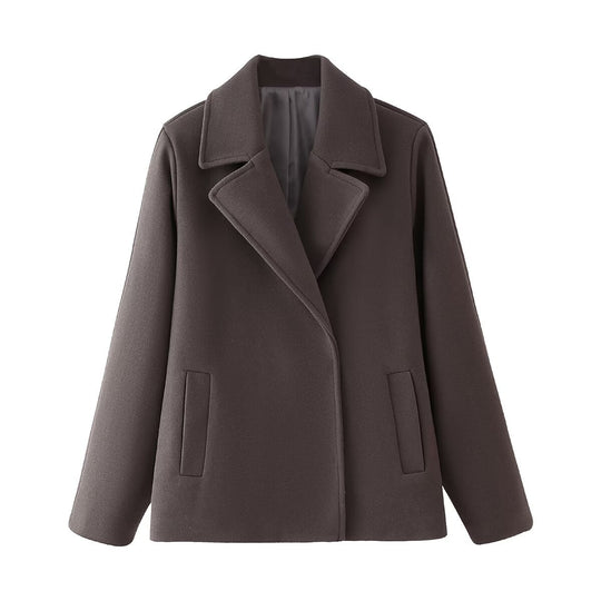 Damen Wollmantel mit elegantem Revers und praktischen Taschen EB