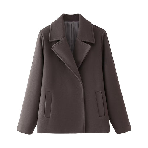 Damen Wollmantel mit elegantem Revers und praktischen Taschen EB