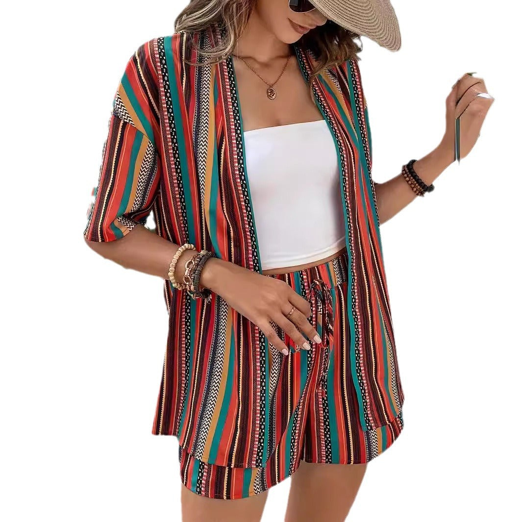 Damen farbenfrohes Resort-Outfit EB