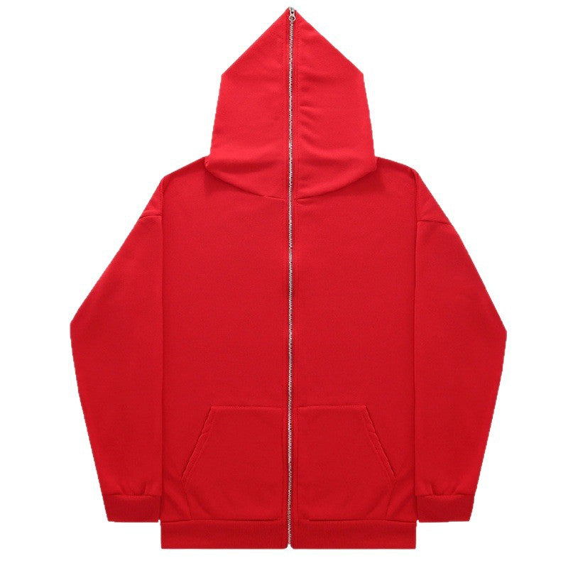 Unisex nan minimalistisch strukturierter Kapuzenzipper mit spitzer Kapuze, Kängurutasche und verstärkten Bündchen EB