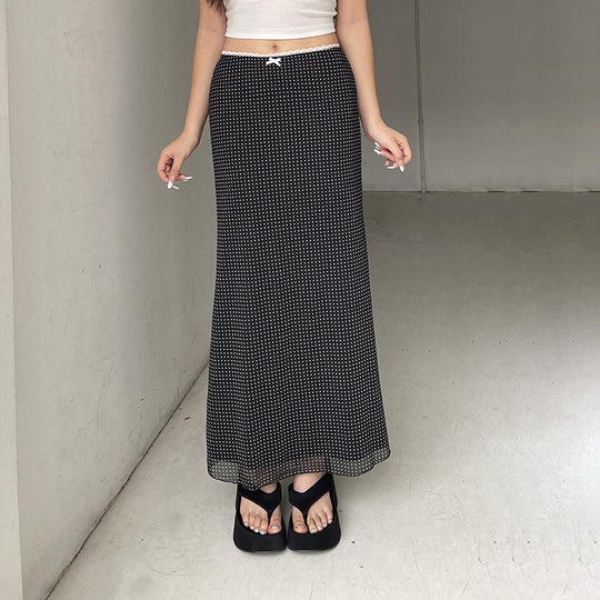 Damen Maxirock mit elegantem Punktmuster und bequemem Elastikbund EB