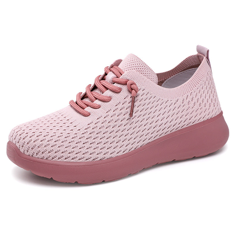 Damen nan atmungsaktiver Strick-Freizeit-Sneaker mit elastischem Schlupfkragen und stoßdämpfender EVA-Komfortsohle EB