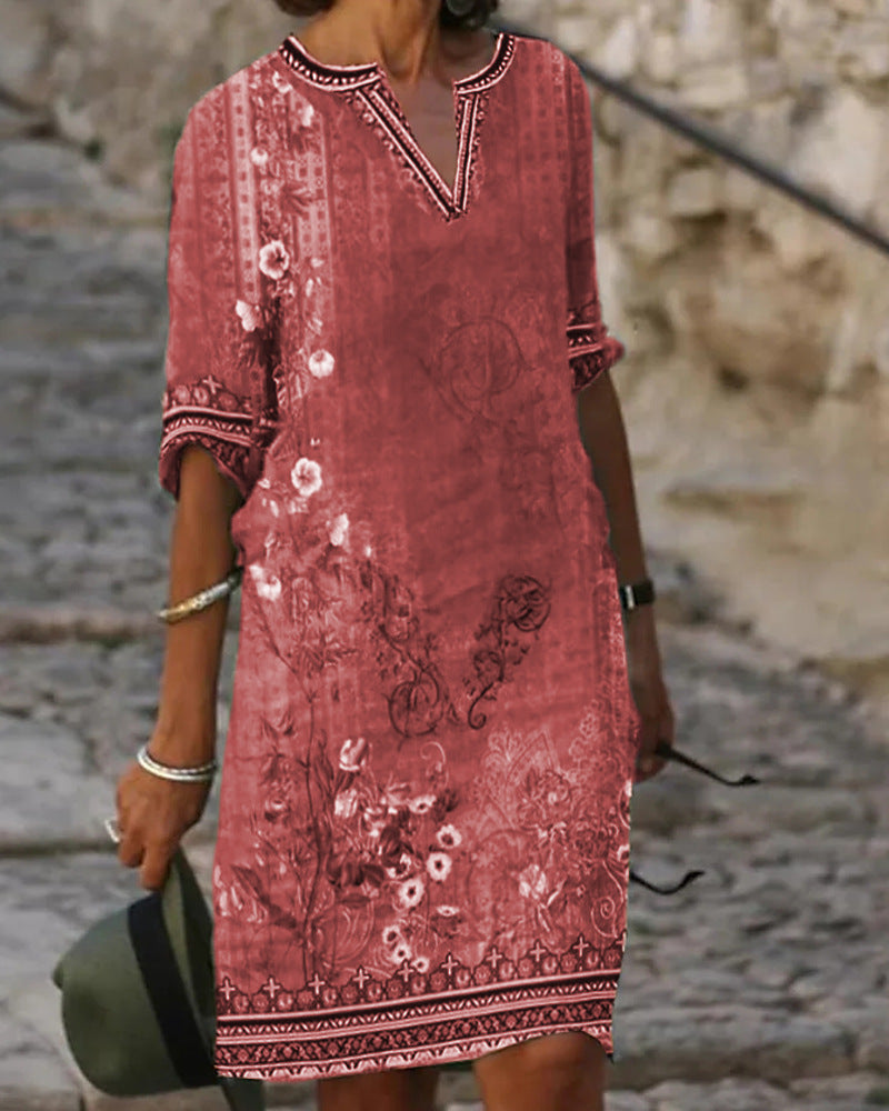 Damen luftiges Sommerkleid mit floralem Design EB